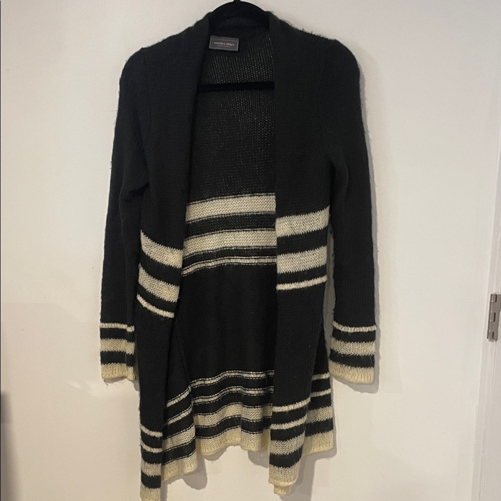 Wooden Ships Women's Black and Cream Striped Cardigan